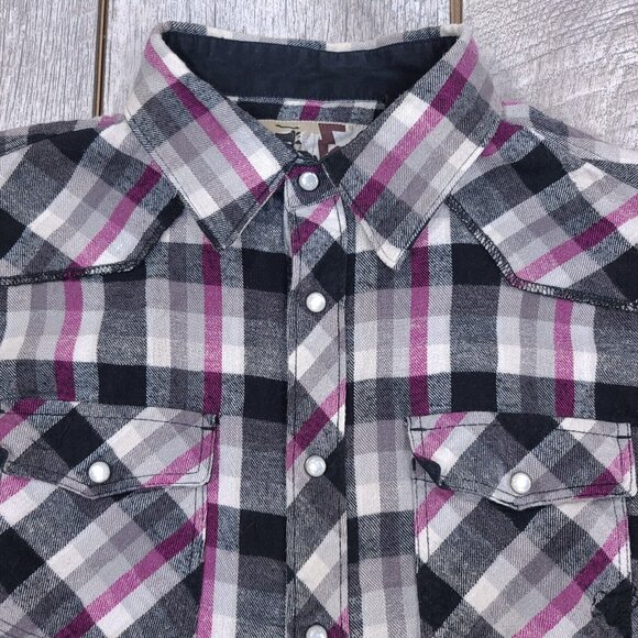 Fox Racing Shirt Womens Medium Pearl Snap Flannel Plaid Motocross Western - Picture 4 of 10